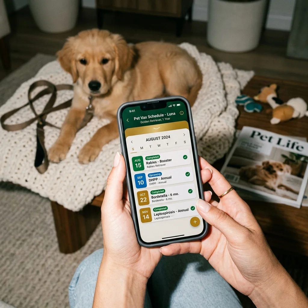 Calendário vacinal completo do cão exibido em prontuário digital