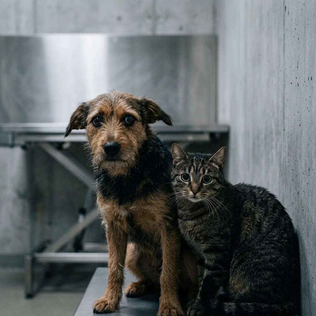 Cão e gato alertas — ilustração do quiz de saúde SPOT